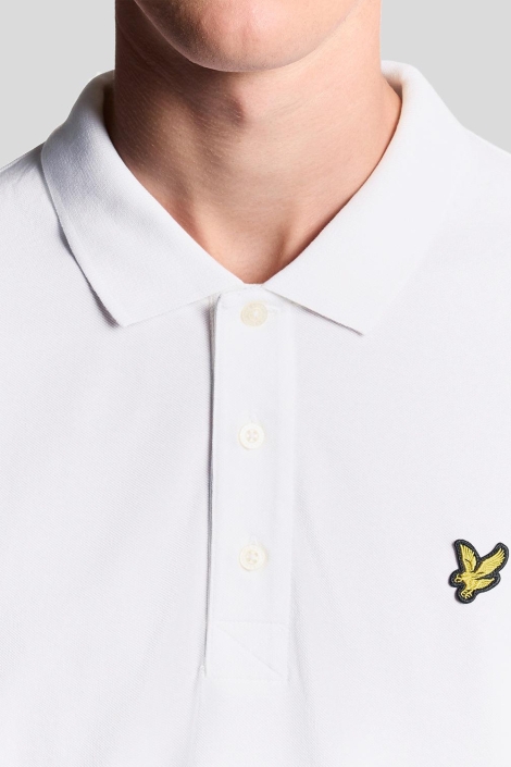 Lyle & Scott witte heren polo | Close up