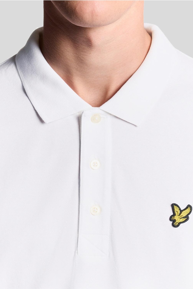 Lyle & Scott witte heren polo | Close up