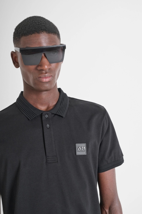 Antony Morato zwarte heren polo | Close up