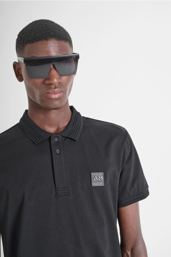 Antony Morato zwarte heren polo | Close up
