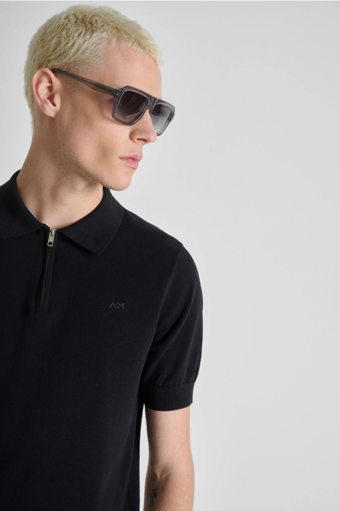Antony Morato zwarte heren polo | Close up