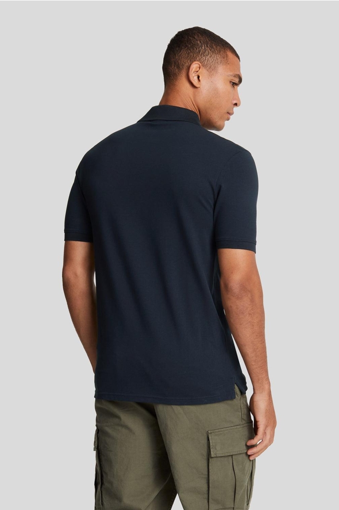 Lyle & Scott blauwe heren polo | Model achteraanzicht