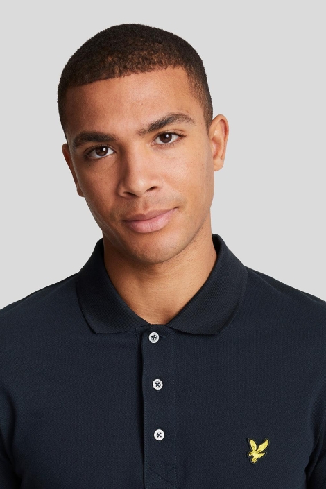 Lyle & Scott blauwe heren polo | Close up