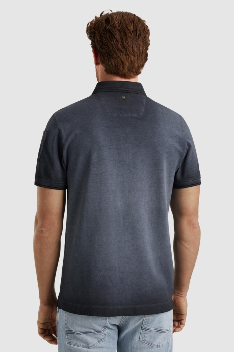 PME legend blauwe heren polo | Model achteraanzicht