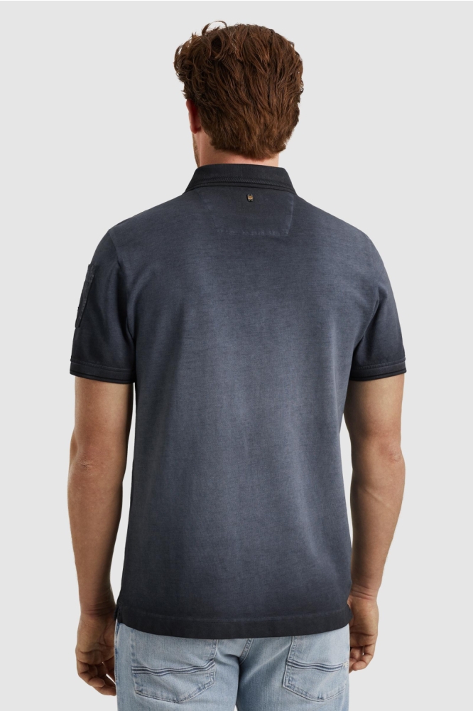 PME legend blauwe heren polo | Model achteraanzicht