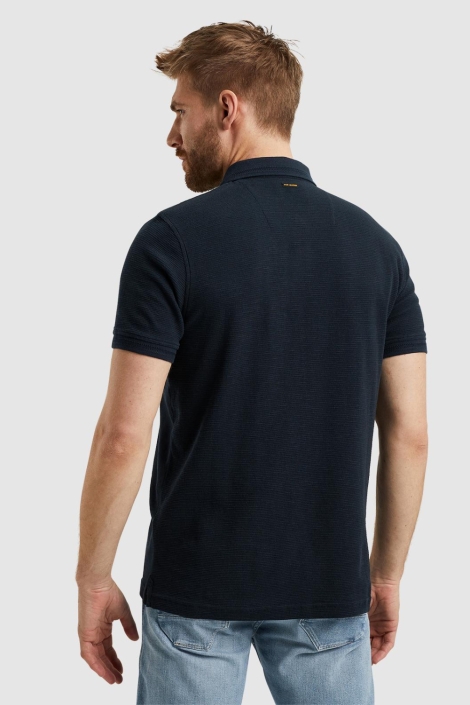 PME legend blauwe heren polo | Model achteraanzicht