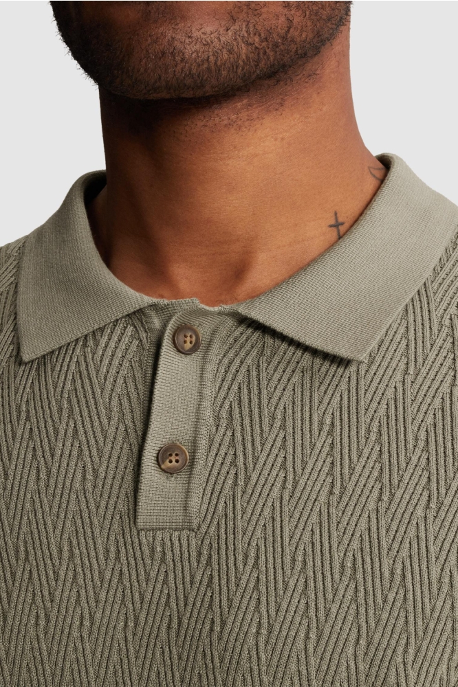 Cast Iron groene heren polo | Close up