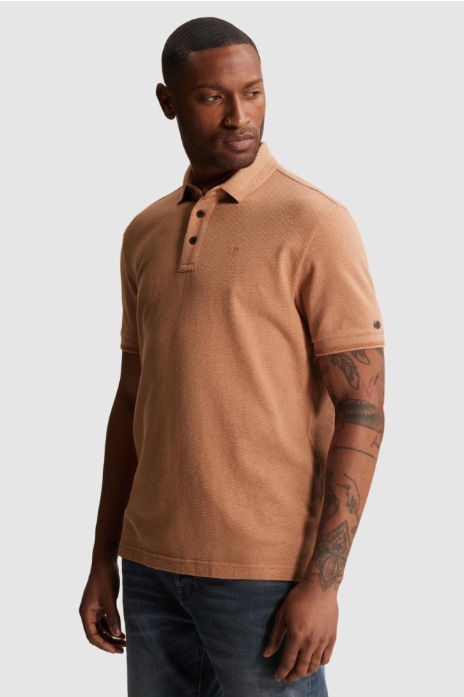 Cast Iron oranje heren polo | Model vooraanzicht