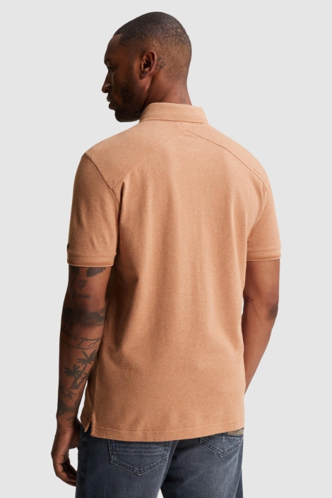 Cast Iron oranje heren polo | Model achteraanzicht