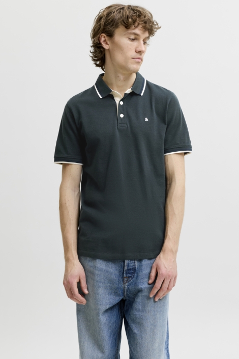 Jack & Jones groene heren polo | Model vooraanzicht