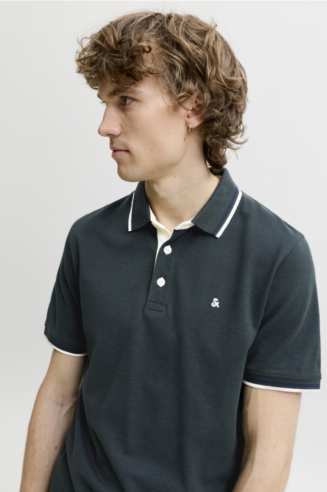 Jack & Jones groene heren polo | Close up