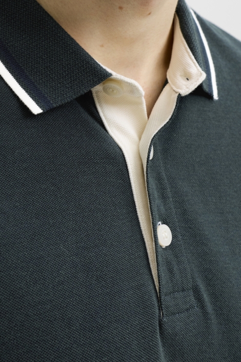 Jack & Jones groene heren polo | Close up