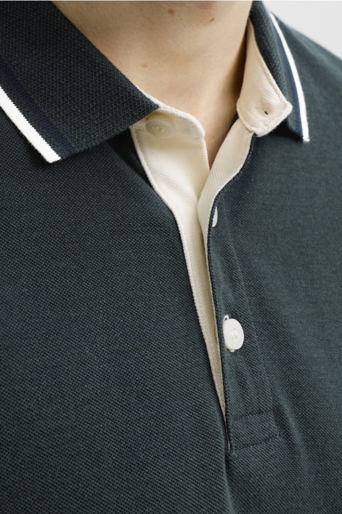 Jack & Jones groene heren polo | Close up