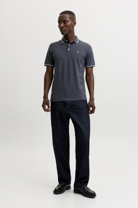 Jack & Jones grijze heren polo | Model vooraanzicht