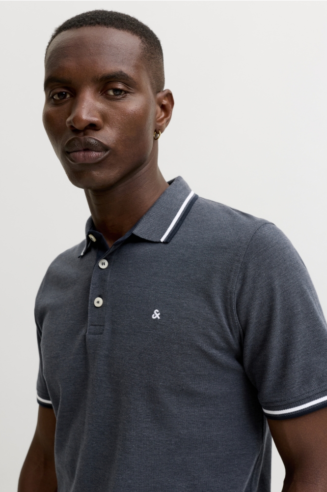 Jack & Jones grijze heren polo | Close up