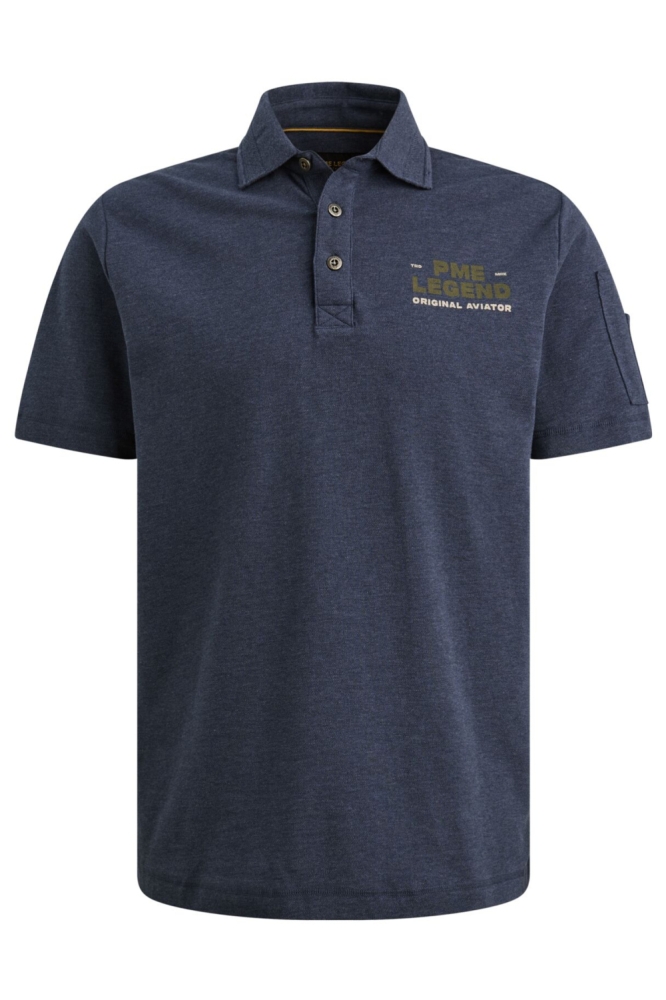 PME legend blauwe heren polo | Vooraanzicht
