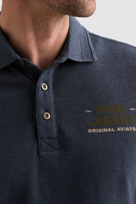 PME legend blauwe heren polo | Close up