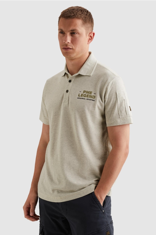 PME legend grijze heren polo | Model vooraanzicht