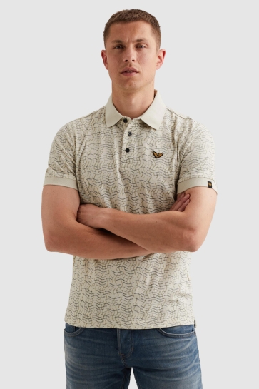 PME legend short sleeve polo slub jersey aop Beige