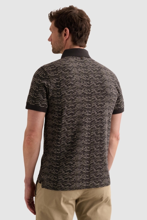 PME legend blauwe heren polo | Model achteraanzicht
