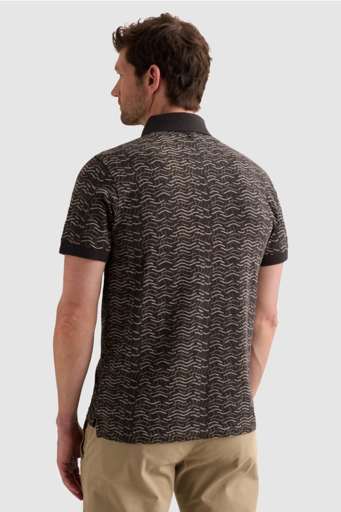 PME legend blauwe heren polo | Model achteraanzicht