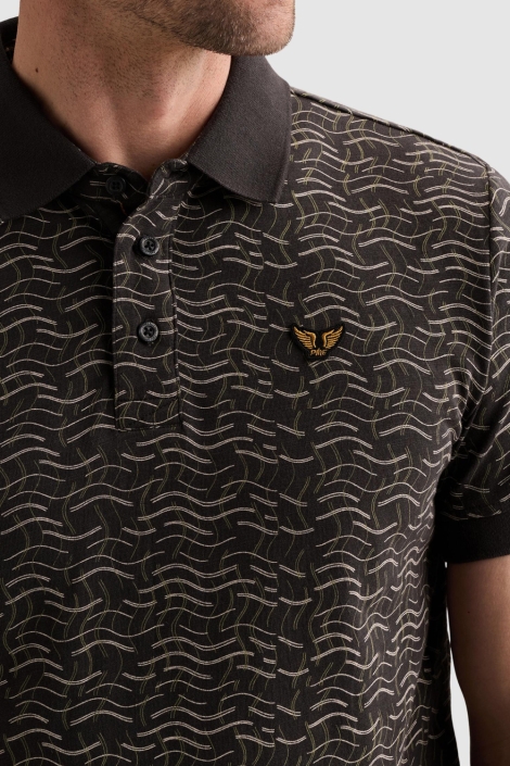 PME legend blauwe heren polo | Close up