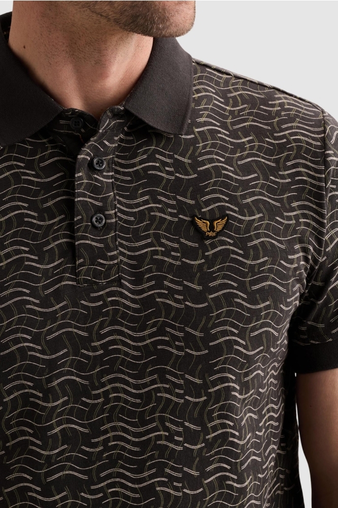 PME legend blauwe heren polo | Close up