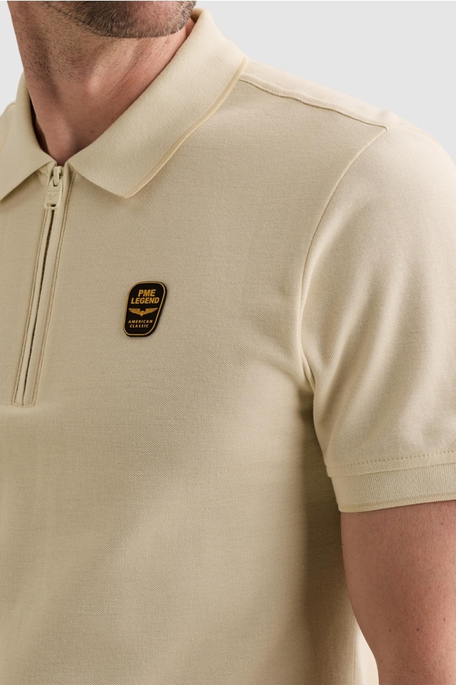 PME legend beige heren polo | Close up