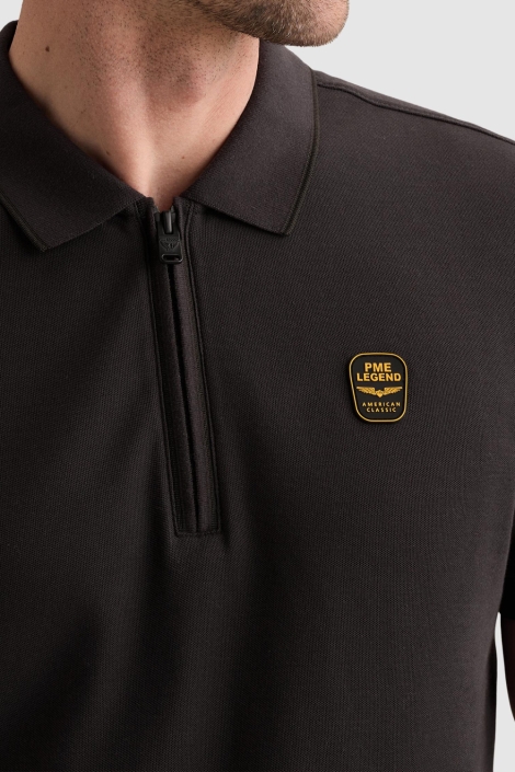 PME legend blauwe heren polo | Close up