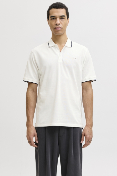Jack & Jones witte heren polo | Model vooraanzicht