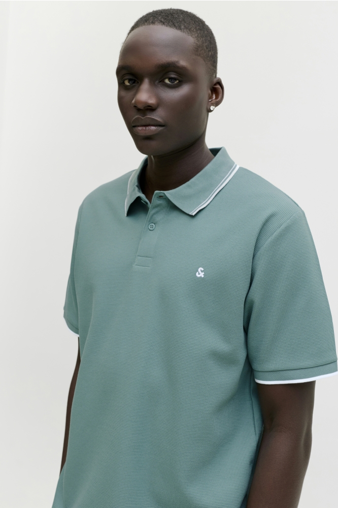 Jack & Jones blauwe heren polo | Close up