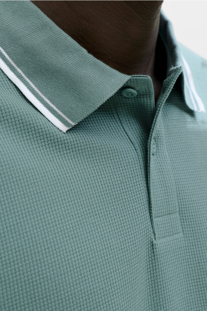 Jack & Jones blauwe heren polo | Close up