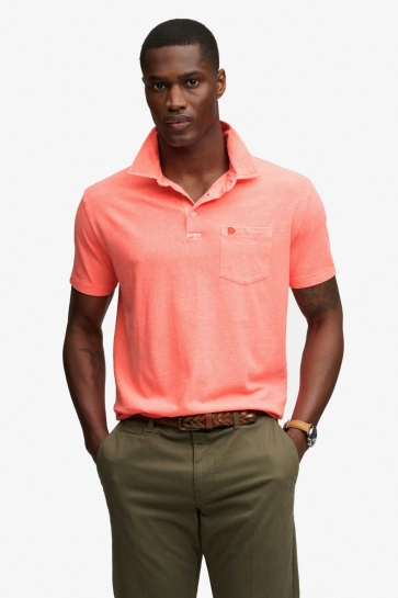 Superdry classic cotton linen polo Oranje