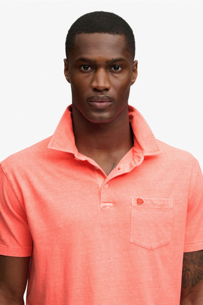 Superdry oranje heren polo | Model vooraanzicht