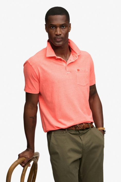 Superdry oranje heren polo | Model vooraanzicht