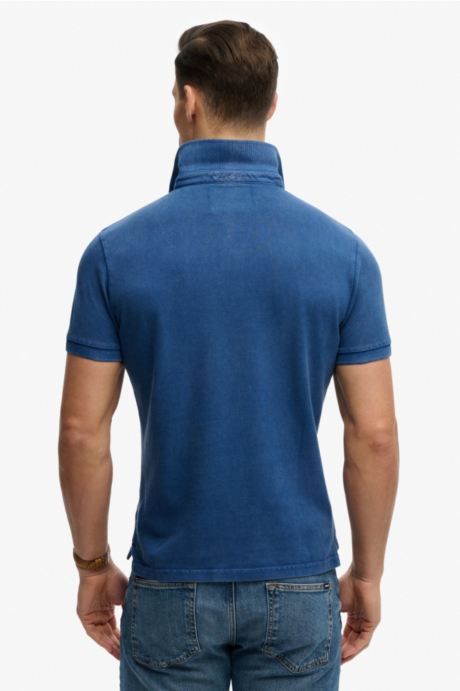 Superdry blauwe heren polo | Model achteraanzicht