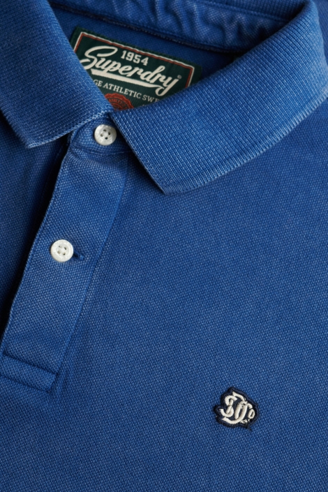 Superdry blauwe heren polo | Close up