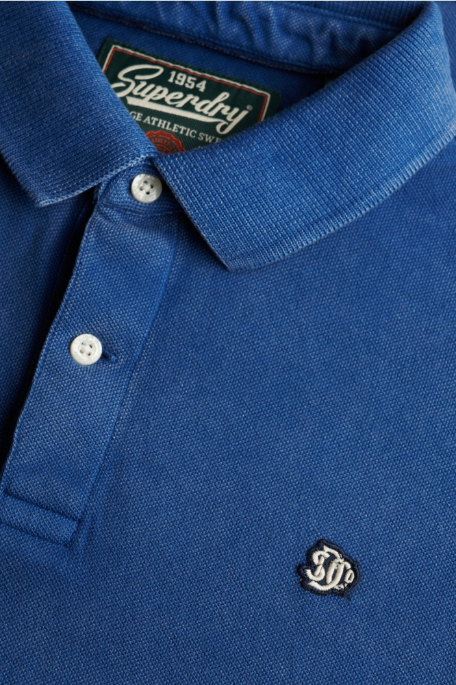 Superdry blauwe heren polo | Close up