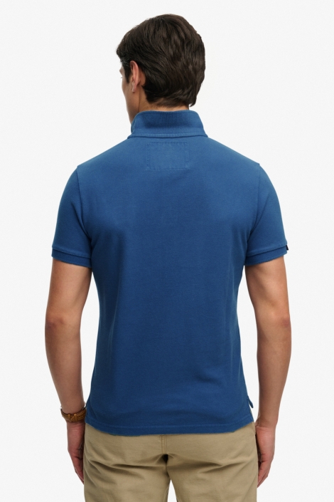 Superdry blauwe heren polo | Model achteraanzicht