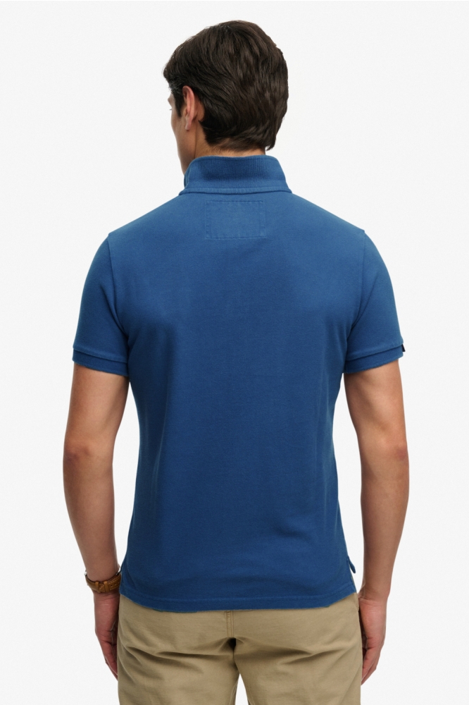 Superdry blauwe heren polo | Model achteraanzicht