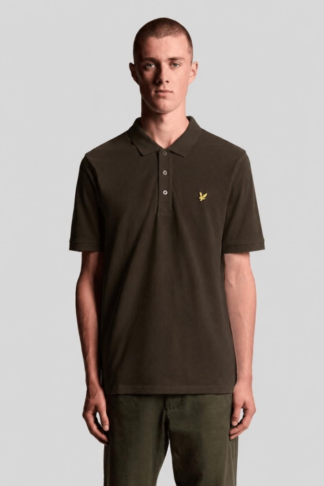 Lyle & Scott bronzen heren polo | Model vooraanzicht
