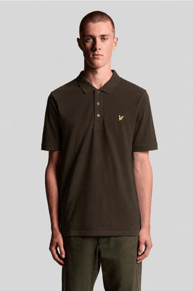 Lyle & Scott bronzen heren polo | Model vooraanzicht