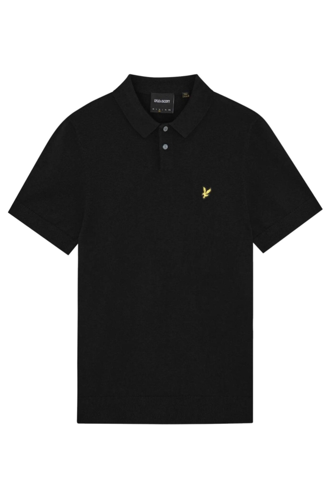 Lyle & Scott zwarte heren polo | Vooraanzicht