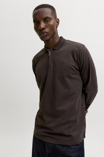 Jack & Jones jprblaethan ls zip polo Bruin