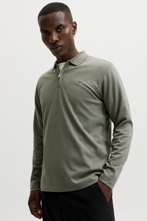 Jack & Jones groene heren polo | Model vooraanzicht