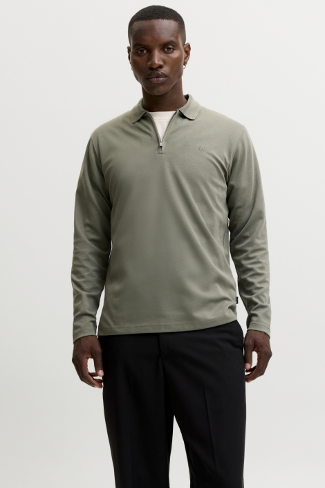 Jack & Jones groene heren polo | Model vooraanzicht
