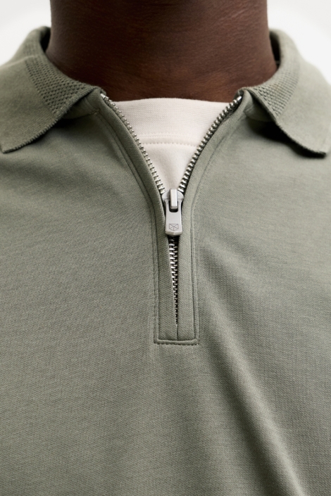Jack & Jones groene heren polo | Close up
