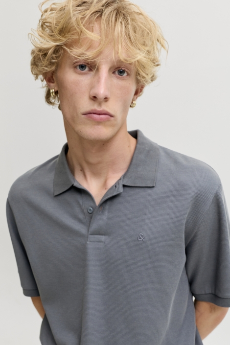 Jack & Jones blauwe heren polo | Close up