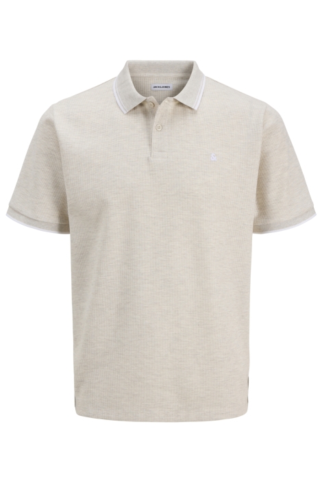 Jack & Jones beige heren polo | Vooraanzicht