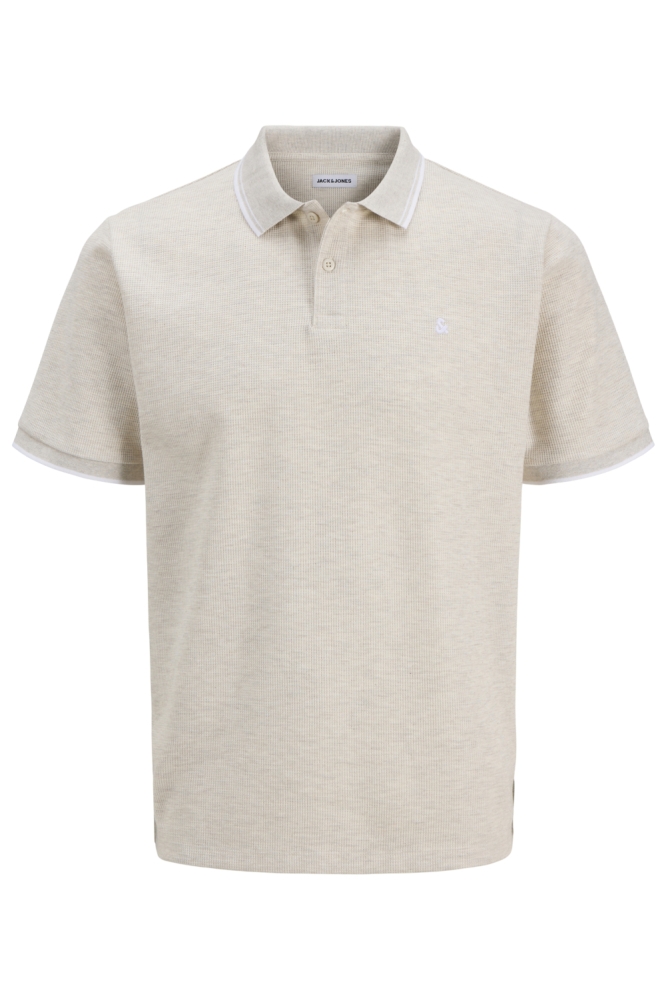 Jack & Jones beige heren polo | Vooraanzicht